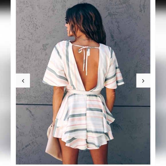 Samana Stripe Ruffle Romper - Picture 5 of 10